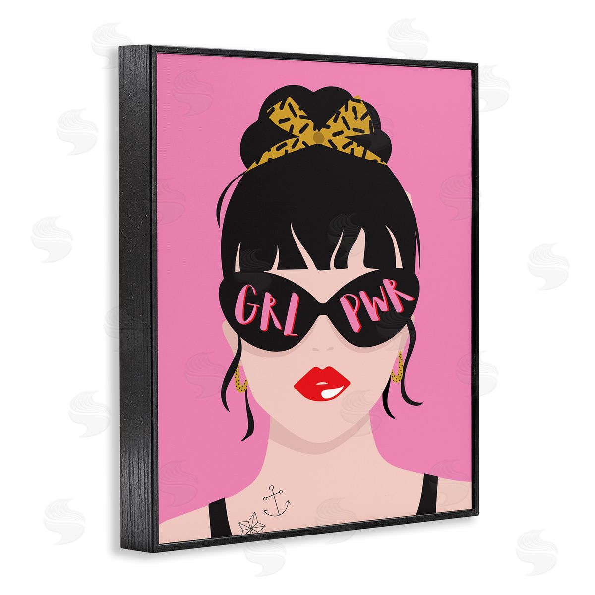 GRL PWR Punk Rock Black Frame Print Wall Art, Home Decor by Angela Nickeas