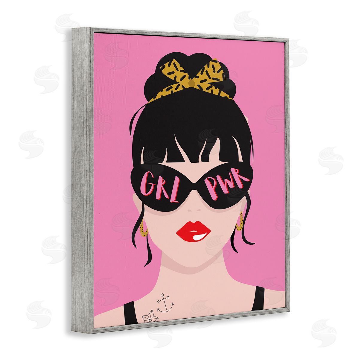 GRL PWR Punk Rock Grey Frame Print Wall Art, Home Decor by Angela Nickeas