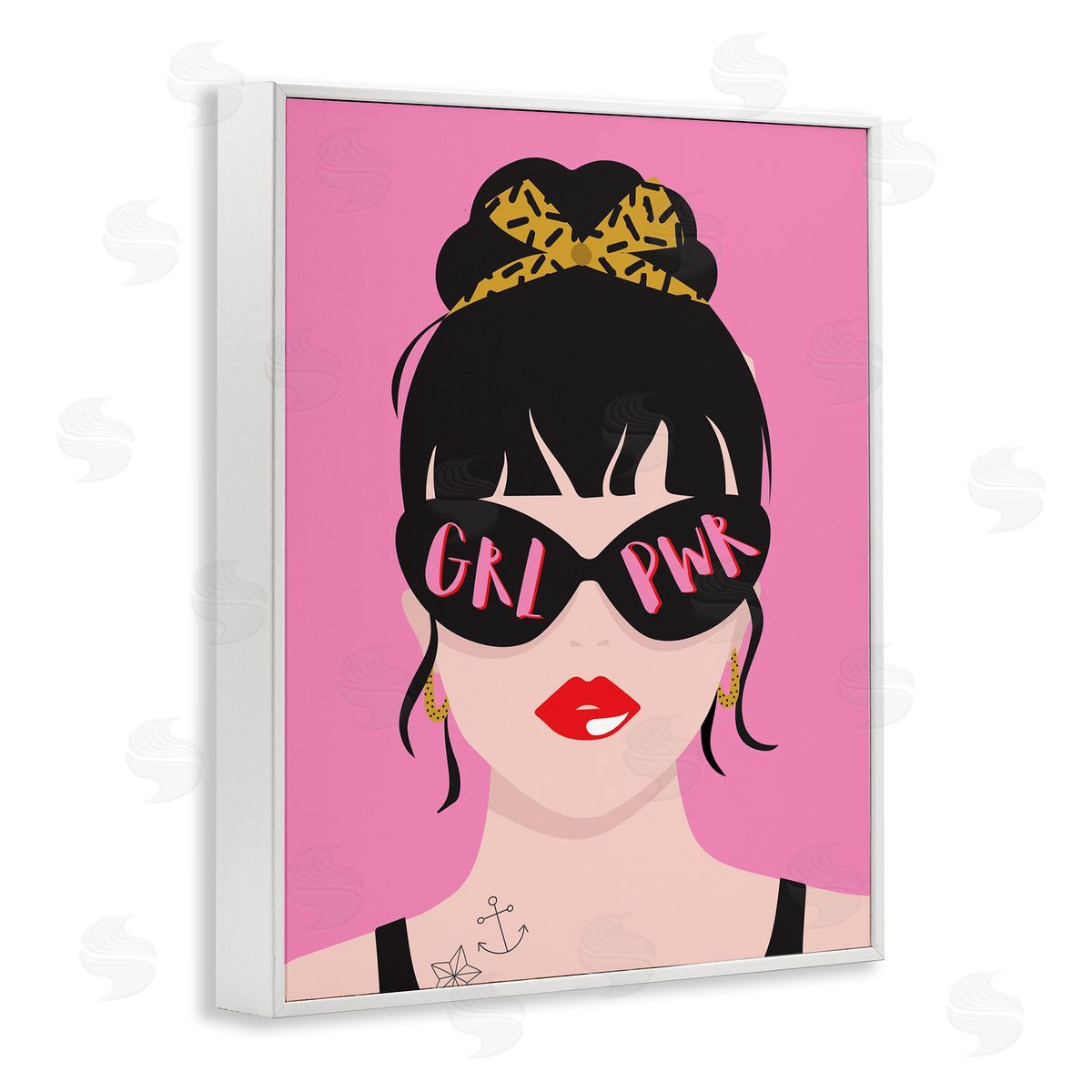 GRL PWR Punk Rock White Frame Print Wall Art, Home Decor by Angela Nickeas