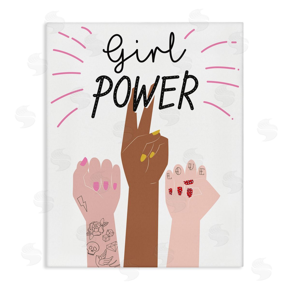 Girl Power Raised Fists Canvas Wall Art, Home Decor by Angela Nickeas