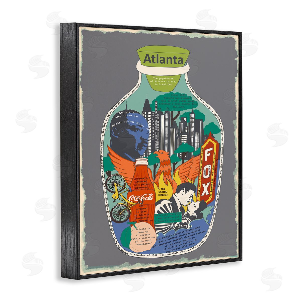Atlanta Georgia in Vintage Jar Black Frame Print Wall Art, Home Decor by Sangita Bachelet