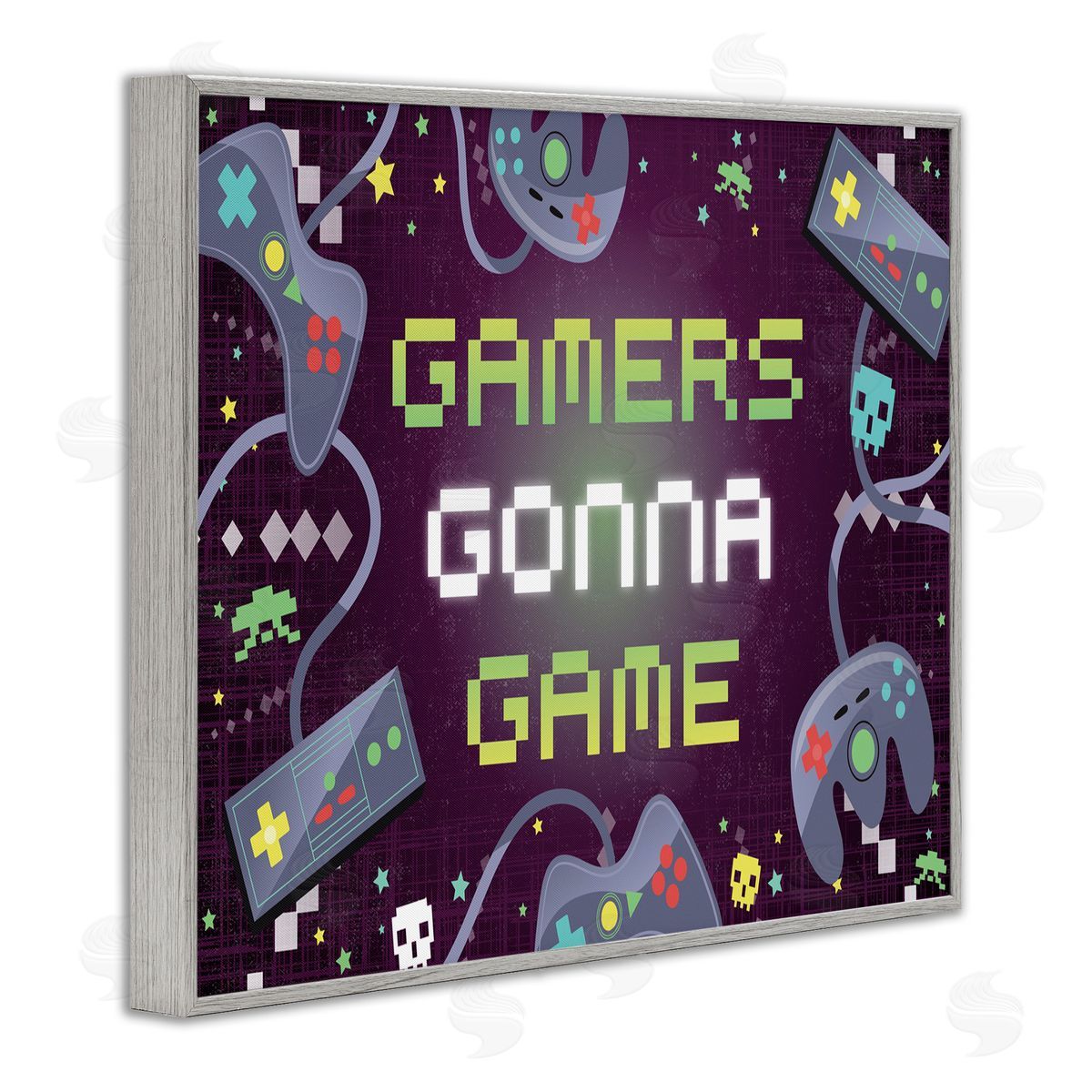 Gamers Gonna Game Controllers Grey Frame Print Wall Art, Home Decor by Arrolynn Weiderhold