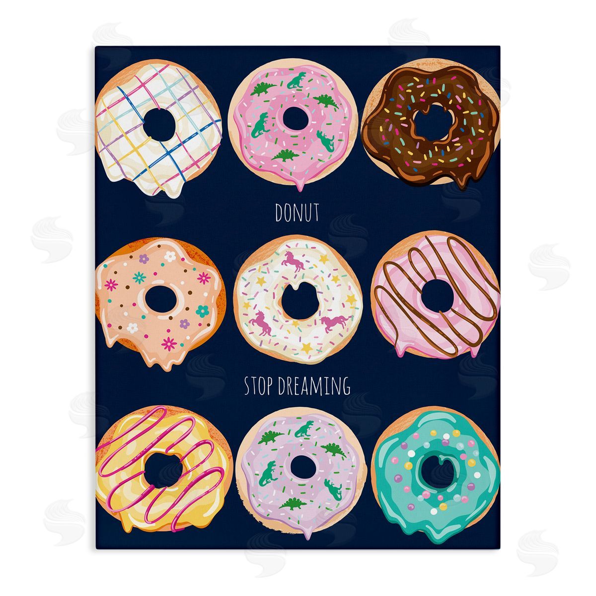 Donut Stop Dreaming Pun Canvas Wall Art, Home Decor by Arrolynn Weiderhold