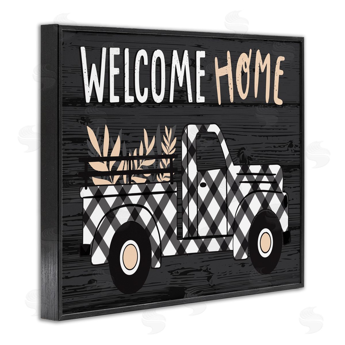 Welcome Home Plaid Truck Black Frame Print Wall Art, Home Decor by Arrolynn Weiderhold