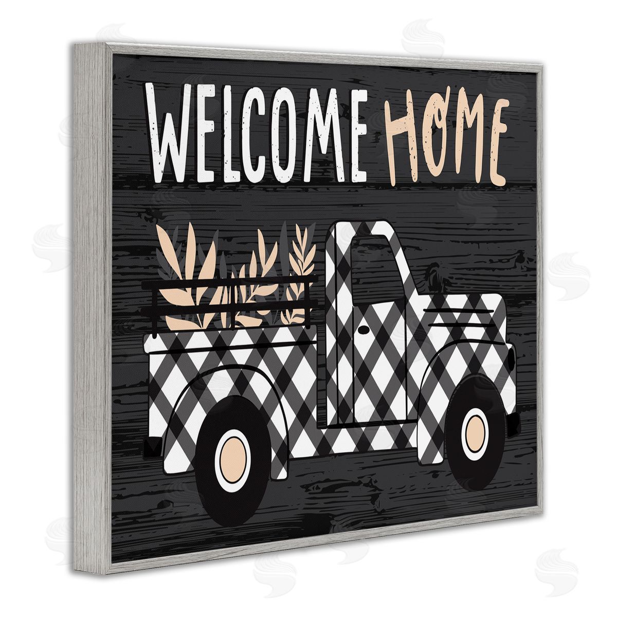Welcome Home Plaid Truck Grey Frame Print Wall Art, Home Decor by Arrolynn Weiderhold
