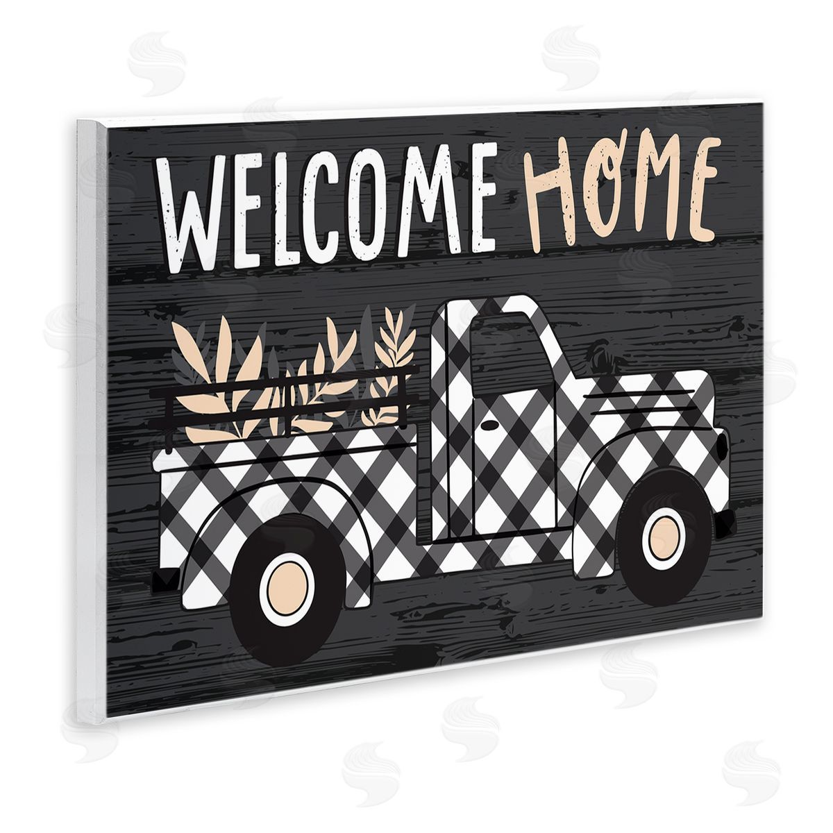 Welcome Home Plaid Truck Wood Plaque Wall Art, Home Decor by Arrolynn Weiderhold