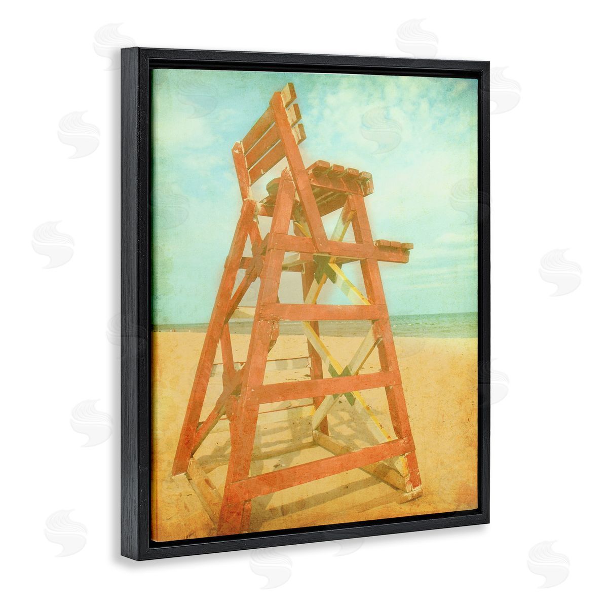 Retro Lifeguard Chair Photography Black Floating Frame Canvas Wall Art, Home Decor by Ashley Calhoun