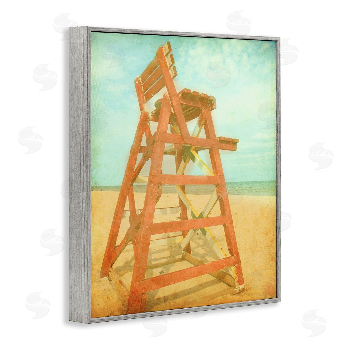 Retro Lifeguard Chair Photography Grey Frame Print Wall Art, Home Decor by Ashley Calhoun
