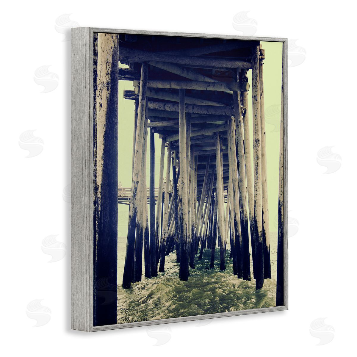 Coast under Distressed Wharf Grey Frame Print Wall Art, Home Decor by Ashley Calhoun