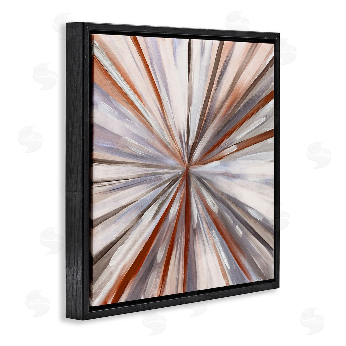 Warm Abstracted Spinning Lines Black Floating Frame Canvas Wall Art, Home Decor by Boho Studio