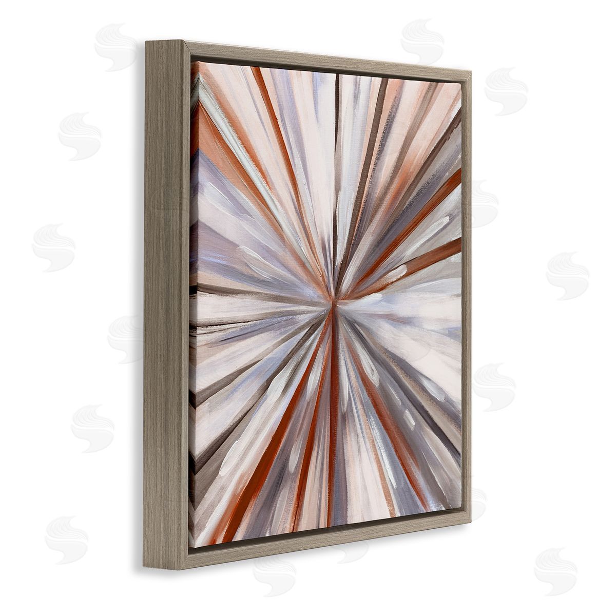 Warm Abstracted Spinning Lines Brown Floating Frame Canvas Wall Art, Home Decor by Boho Studio