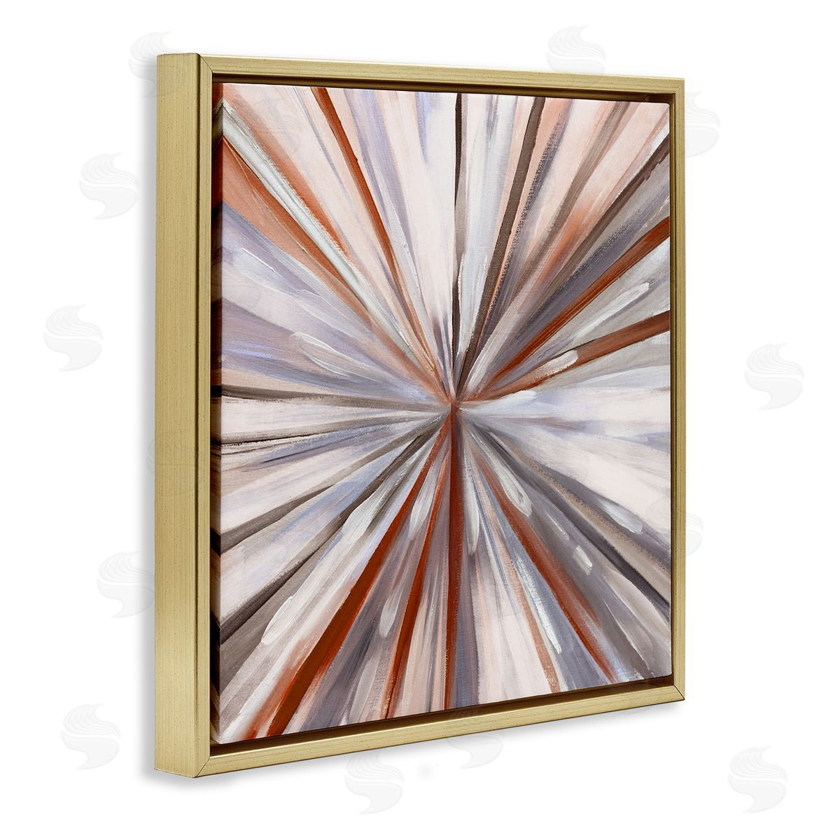 Warm Abstracted Spinning Lines Gold Floating Frame Canvas Wall Art, Home Decor by Boho Studio