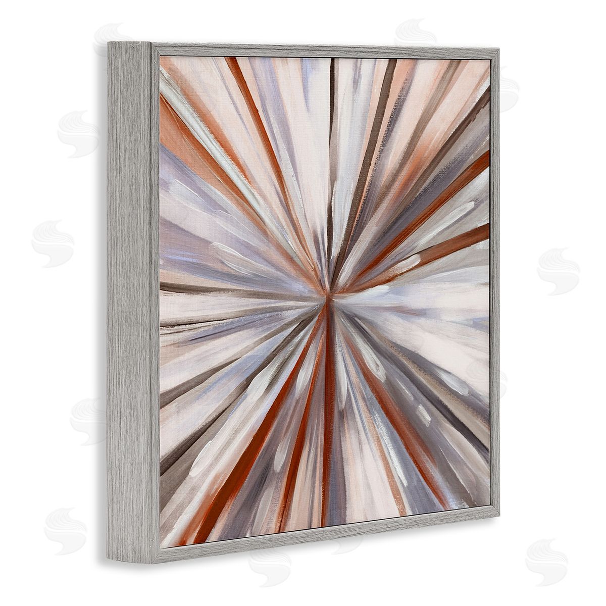 Warm Abstracted Spinning Lines Grey Frame Print Wall Art, Home Decor by Boho Studio