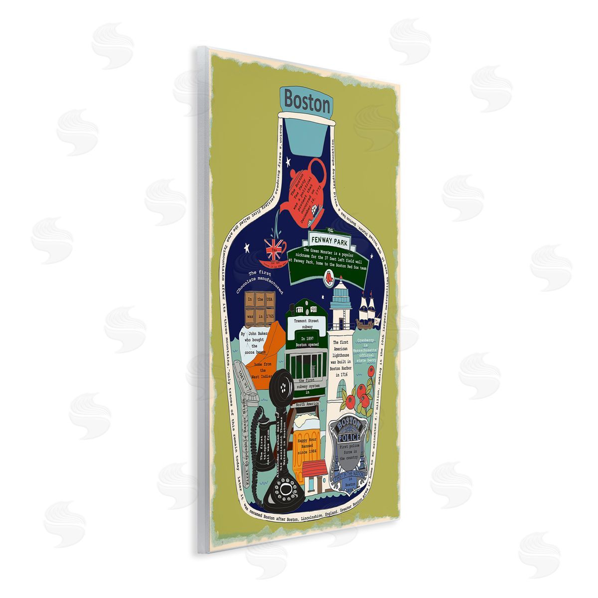 Boston Mass in Vintage Jar Wood Plaque Wall Art, Home Decor by Sangita Bachelet