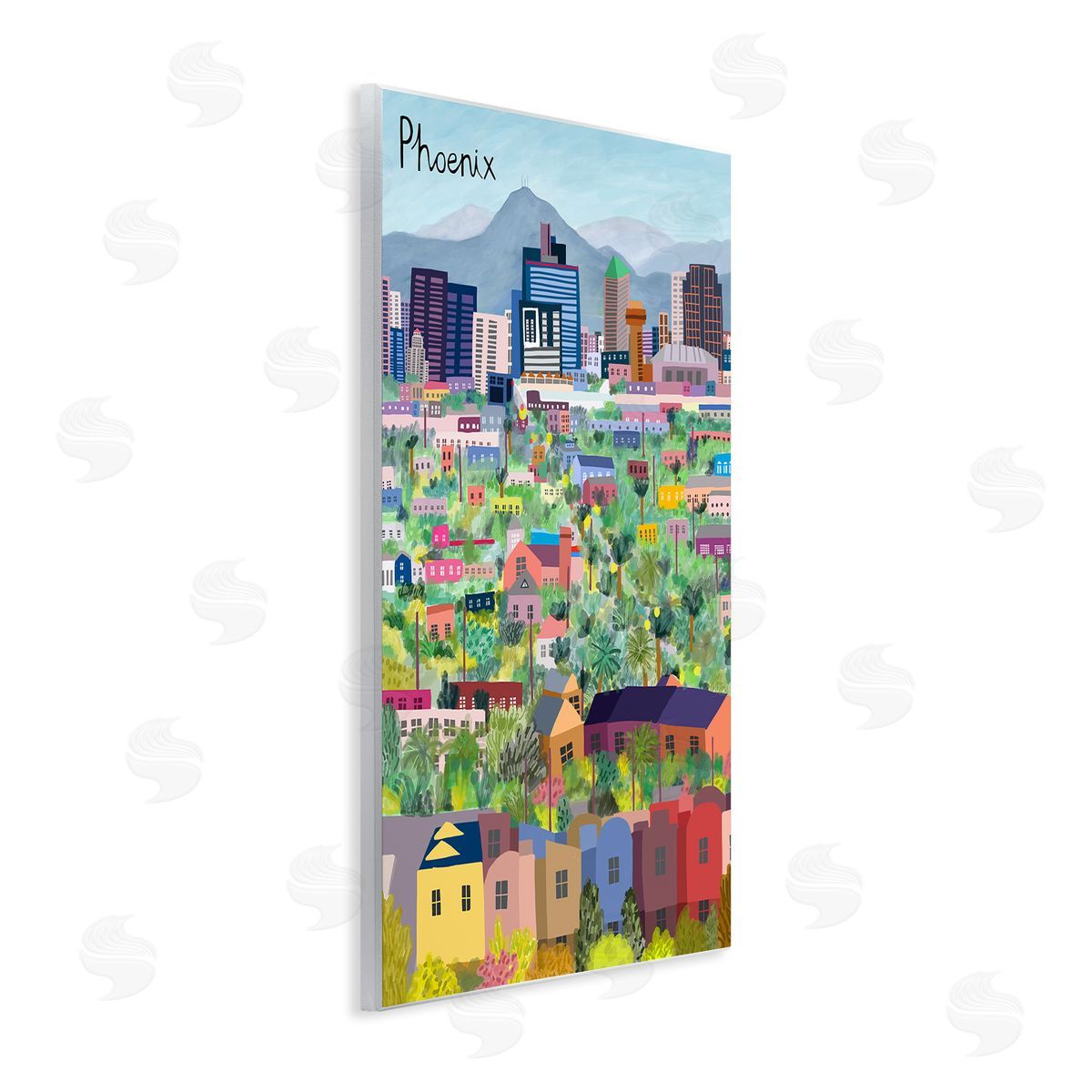 Colorful Phoenix Arizona Skyline Wood Plaque Wall Art, Home Decor by Carla Daly