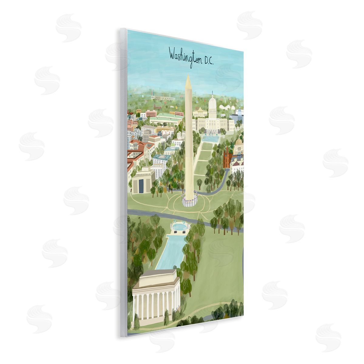 Colorful Washington D.C. Illustration Wood Plaque Wall Art, Home Decor by Carla Daly