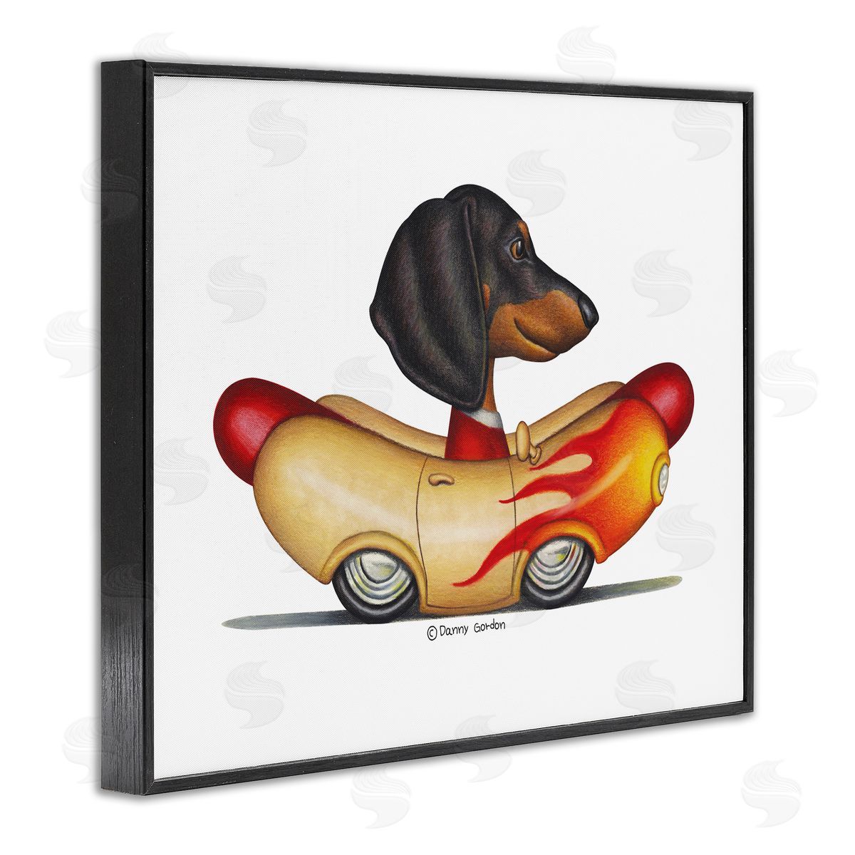 Dachshund in Weenie Mobil Black Frame Print Wall Art, Home Decor by Danny Gordan
