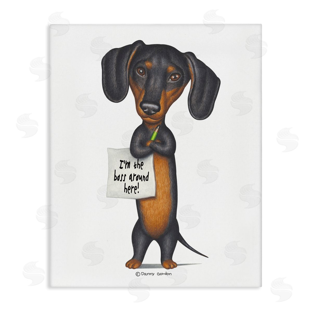 Funny Dachshund Boss Canvas Wall Art, Home Decor by Danny Gordan