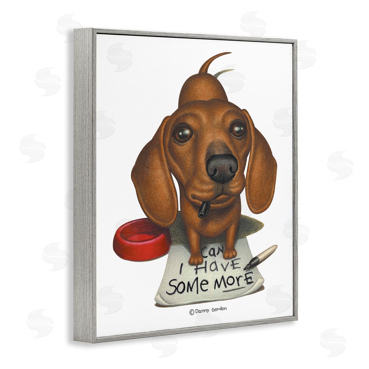 Can I Have Some More Dog Grey Frame Print Wall Art, Home Decor by Danny Gordan