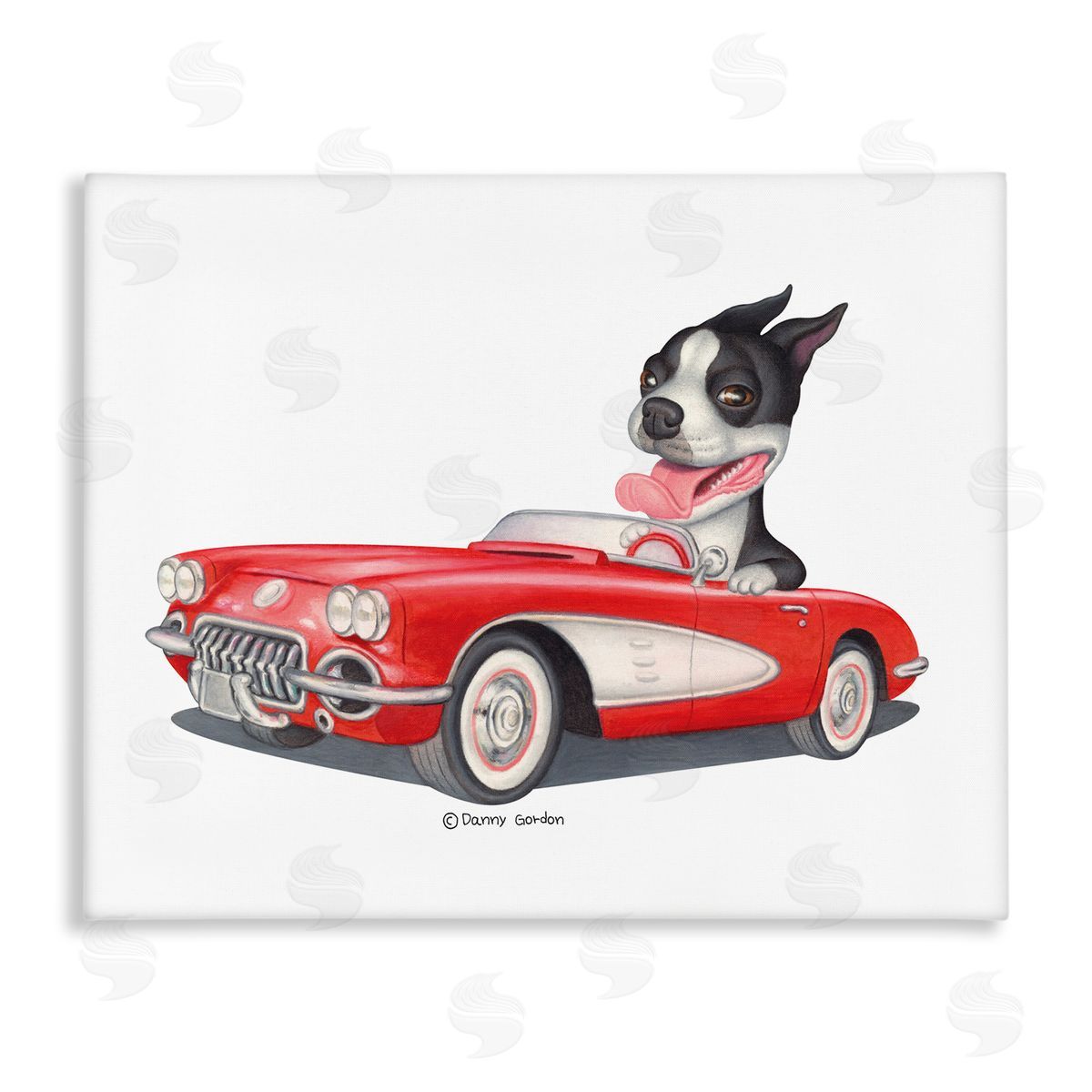 Dog Driving Vintage Convertible Canvas Wall Art, Home Decor by Danny Gordan