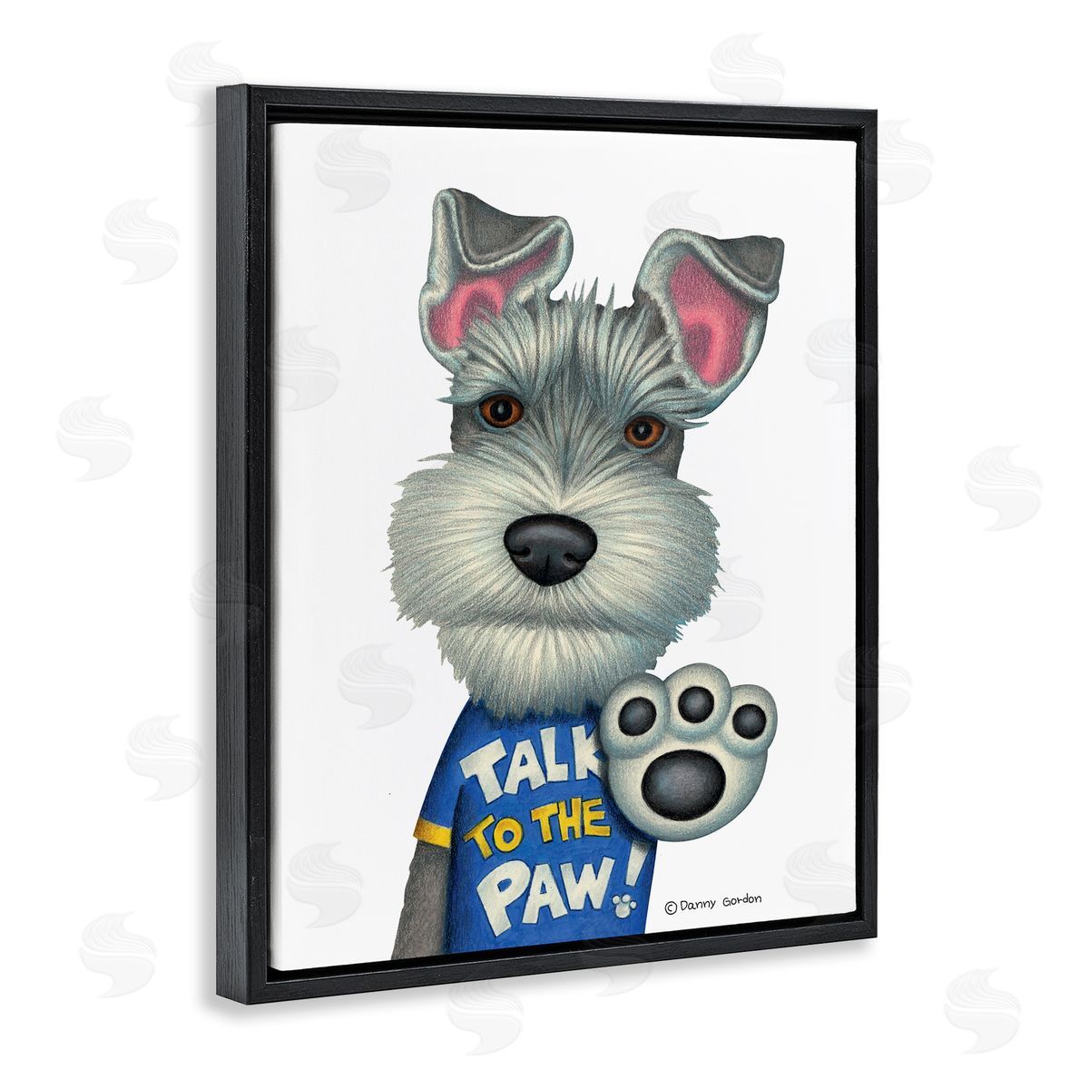 Talk to the Paw Scotty Dog Black Floating Frame Canvas Wall Art, Home Decor by Danny Gordan