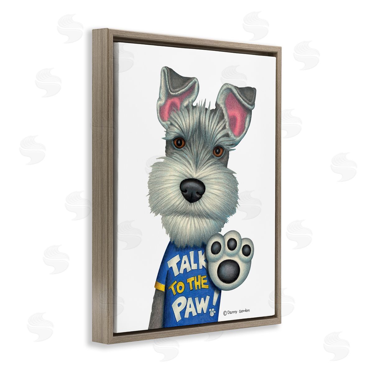 Talk to the Paw Scotty Dog Brown Floating Frame Canvas Wall Art, Home Decor by Danny Gordan