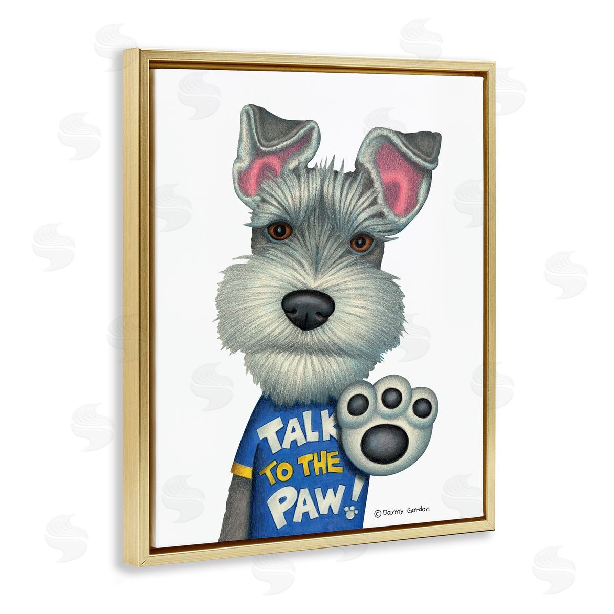 Talk to the Paw Scotty Dog Gold Floating Frame Canvas Wall Art, Home Decor by Danny Gordan