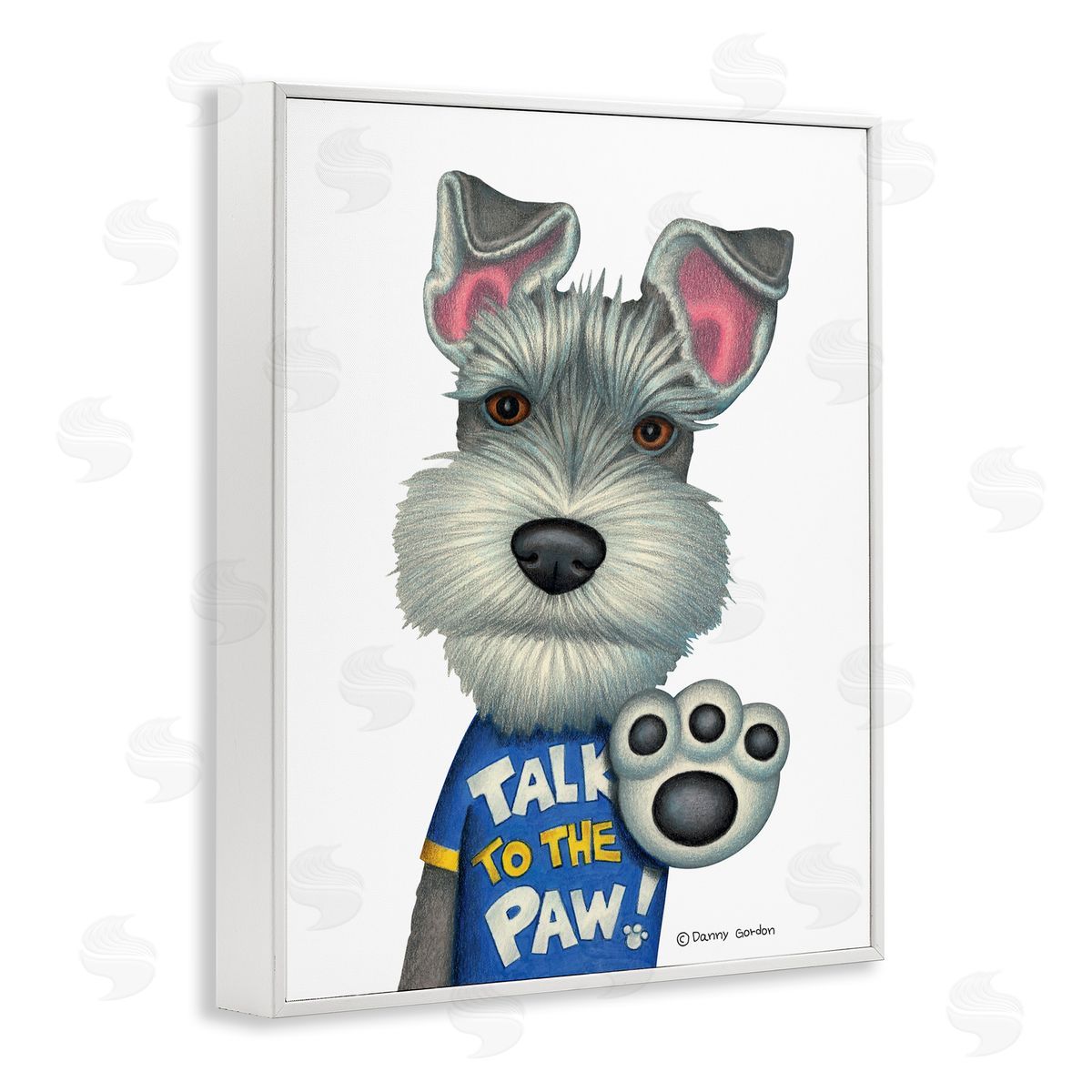 Talk to the Paw Scotty Dog White Frame Print Wall Art, Home Decor by Danny Gordan