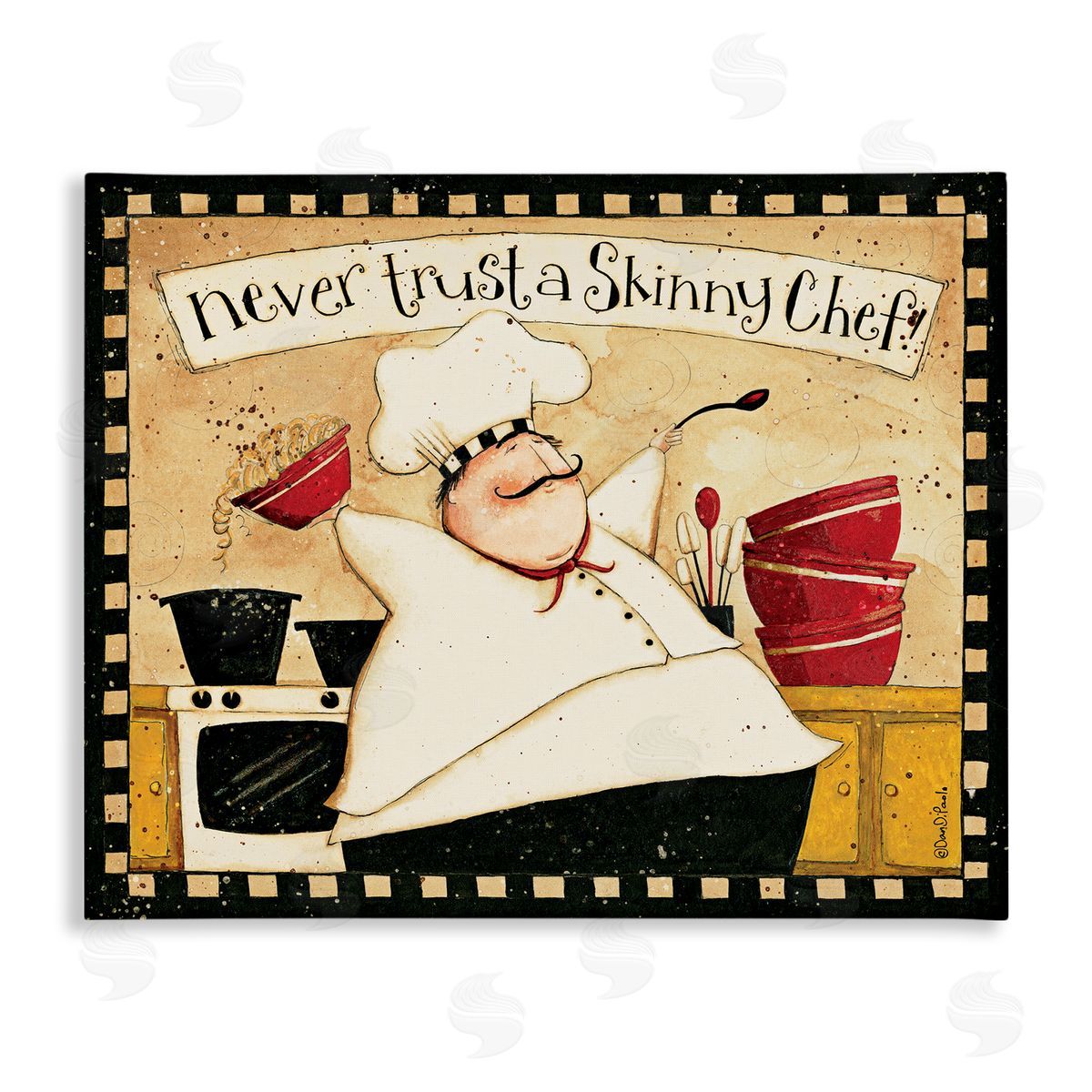 Never Trust a Skinny Chef Canvas Wall Art, Home Decor by Dan DiPaolo