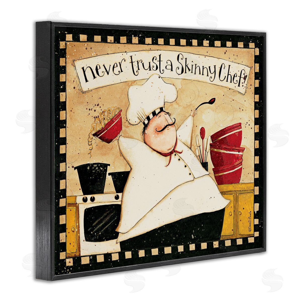 Never Trust a Skinny Chef Black Frame Print Wall Art, Home Decor by Dan DiPaolo