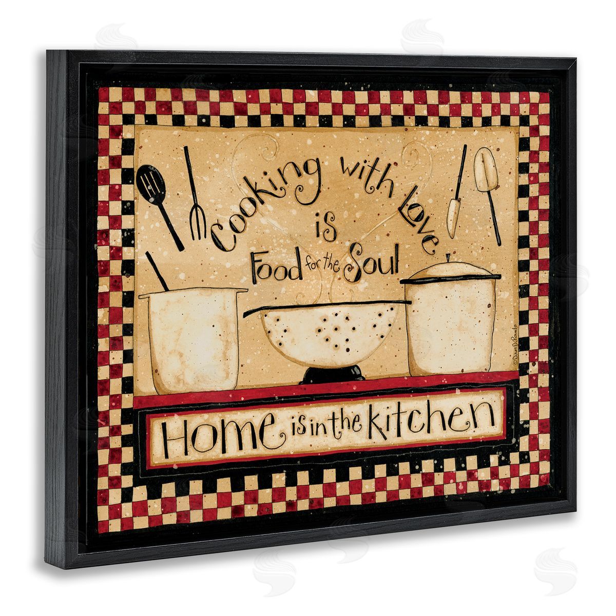 Cooking with Love Kitchen Black Floating Frame Canvas Wall Art, Home Decor by Dan DiPaolo
