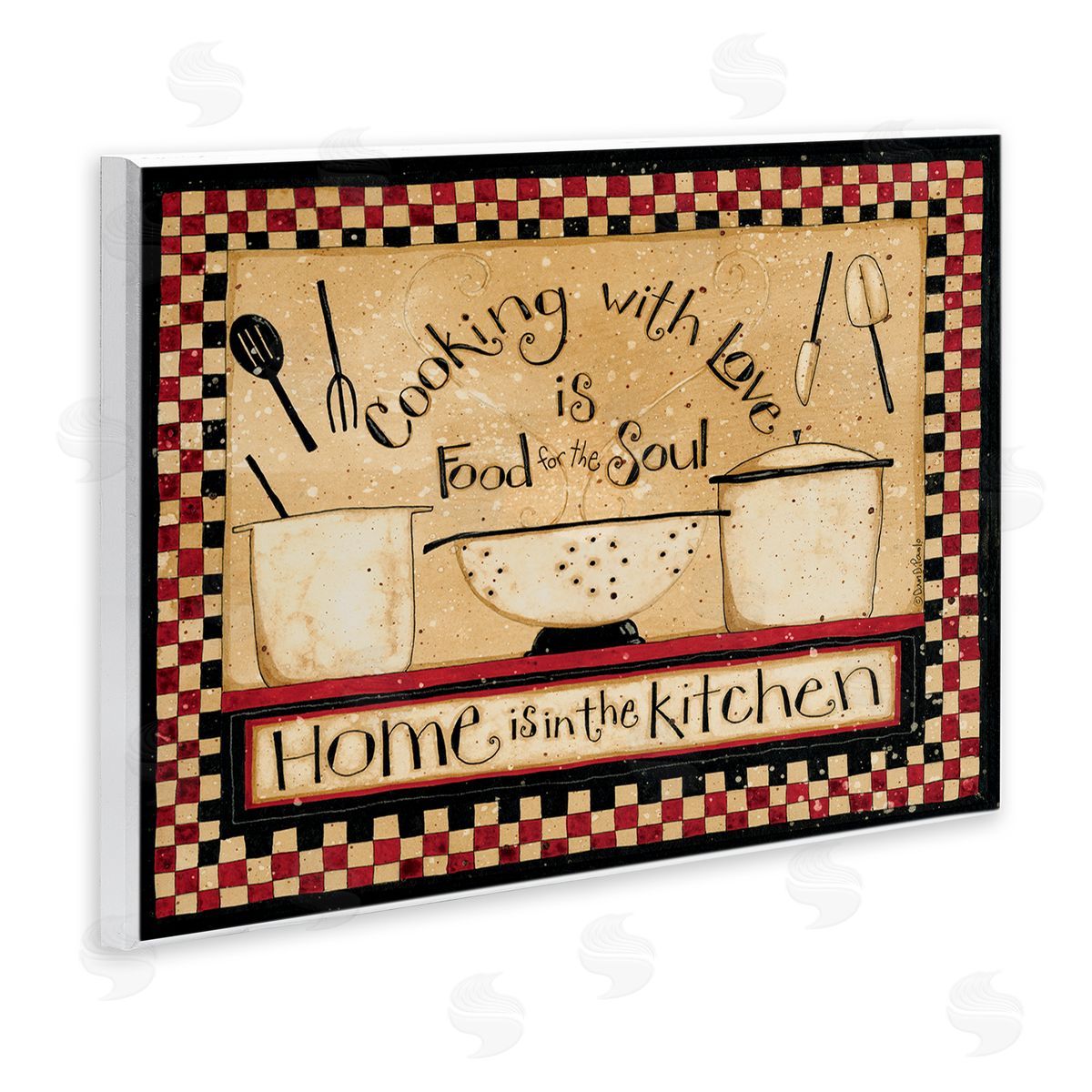 Cooking with Love Kitchen Wood Plaque Wall Art, Home Decor by Dan DiPaolo