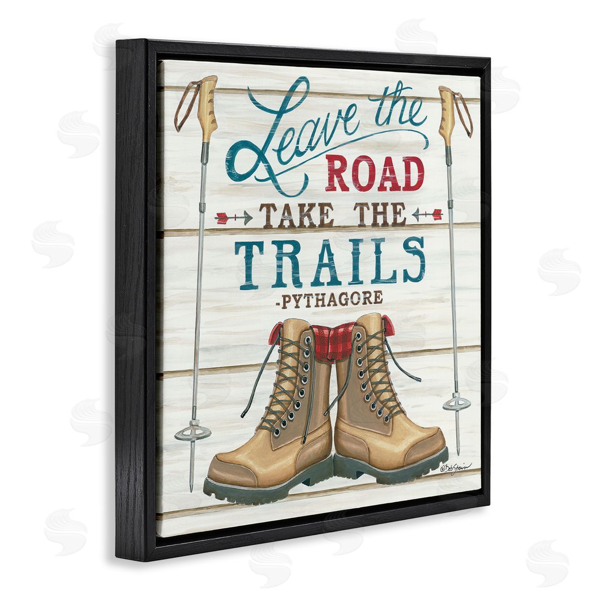 Leave Road Take the Trails Black Floating Frame Canvas Wall Art, Home Decor by Deb Strain