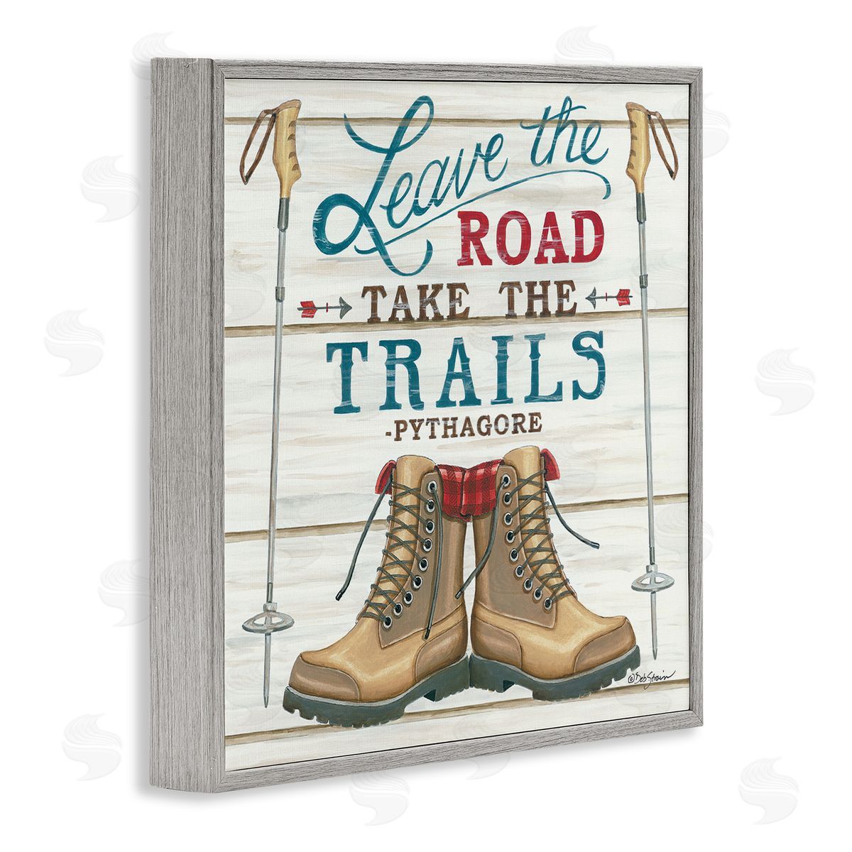 Leave Road Take the Trails Grey Frame Print Wall Art, Home Decor by Deb Strain