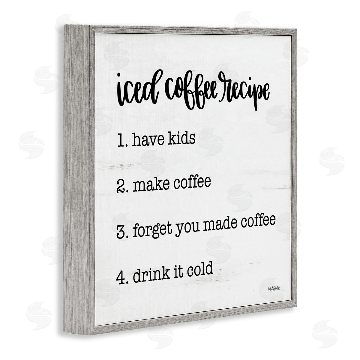 Funny Iced Coffee Recipe Grey Frame Print Wall Art, Home Decor by Imperfect Dust