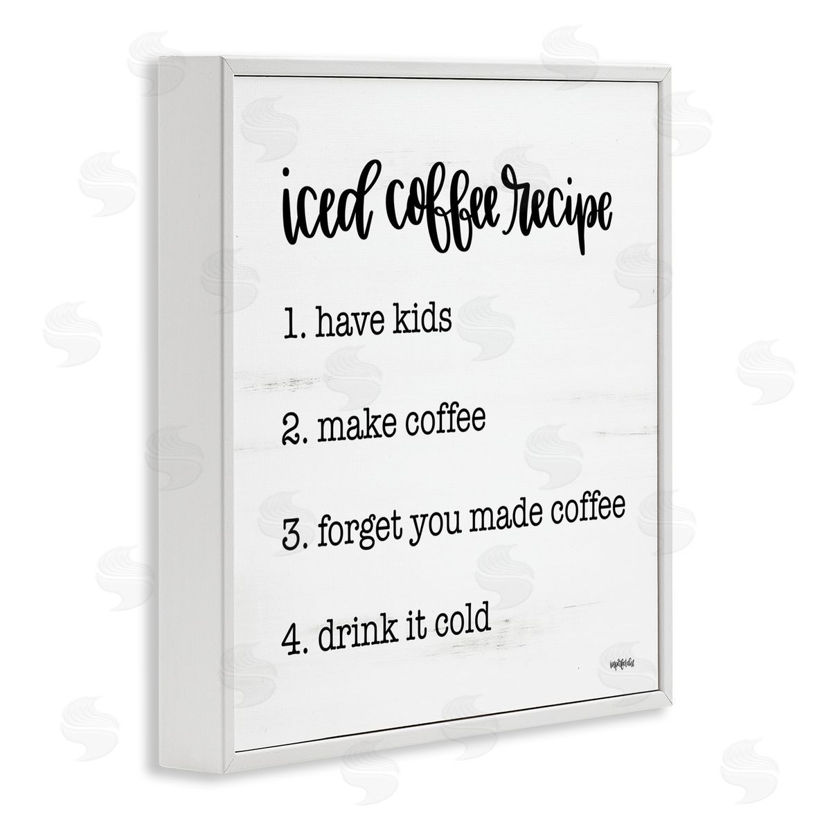 Funny Iced Coffee Recipe White Frame Print Wall Art, Home Decor by Imperfect Dust