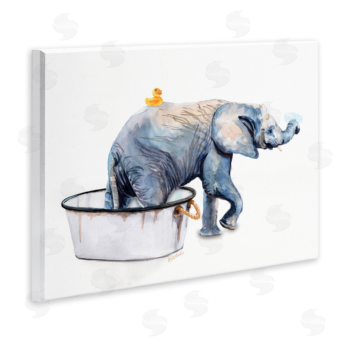 Elephant & Rubber Duck Bath Wood Plaque Wall Art, Home Decor by Jennifer Redstreake