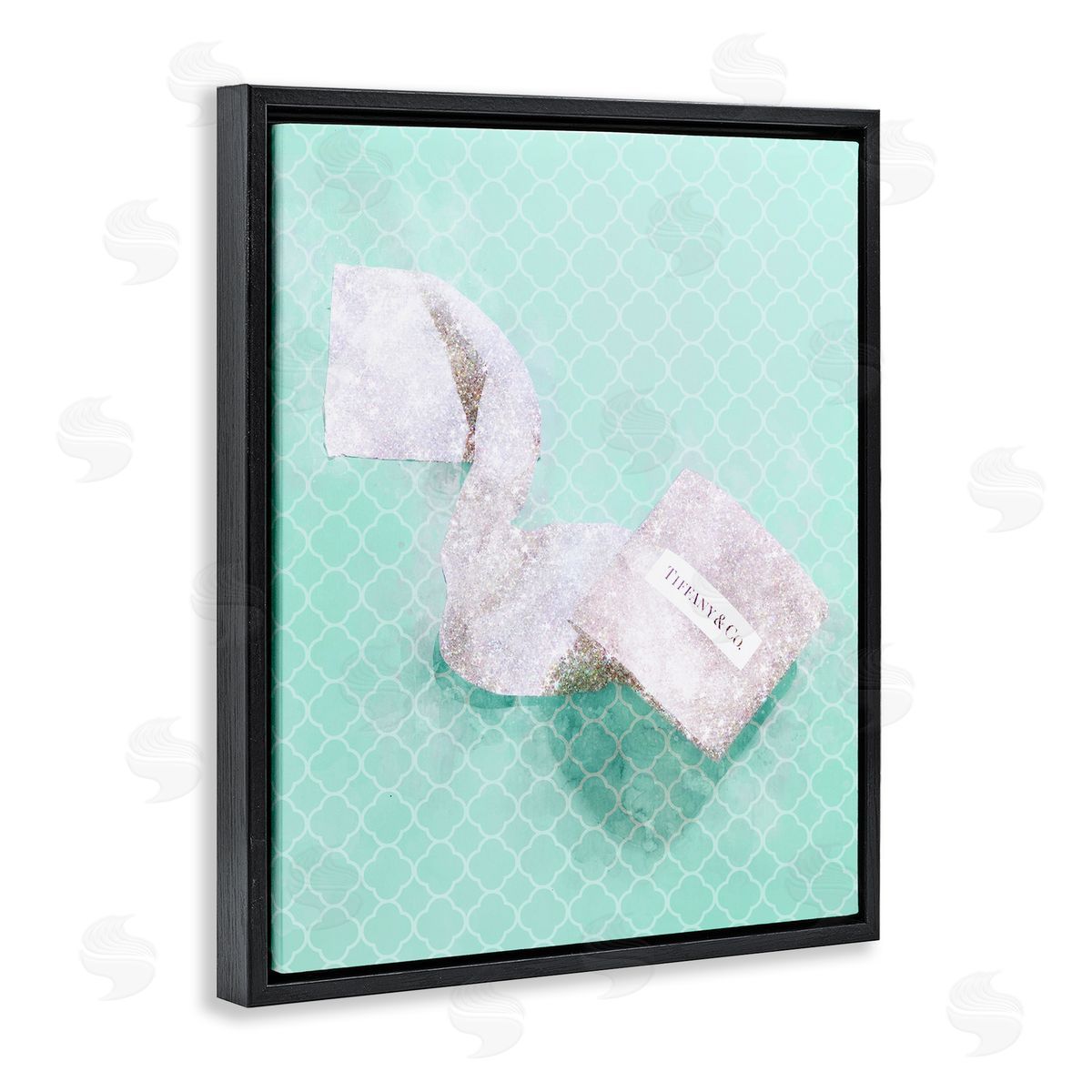 Fashion Toilet Paper over Turquoise Black Floating Frame Canvas Wall Art, Home Decor by Ziwei Li