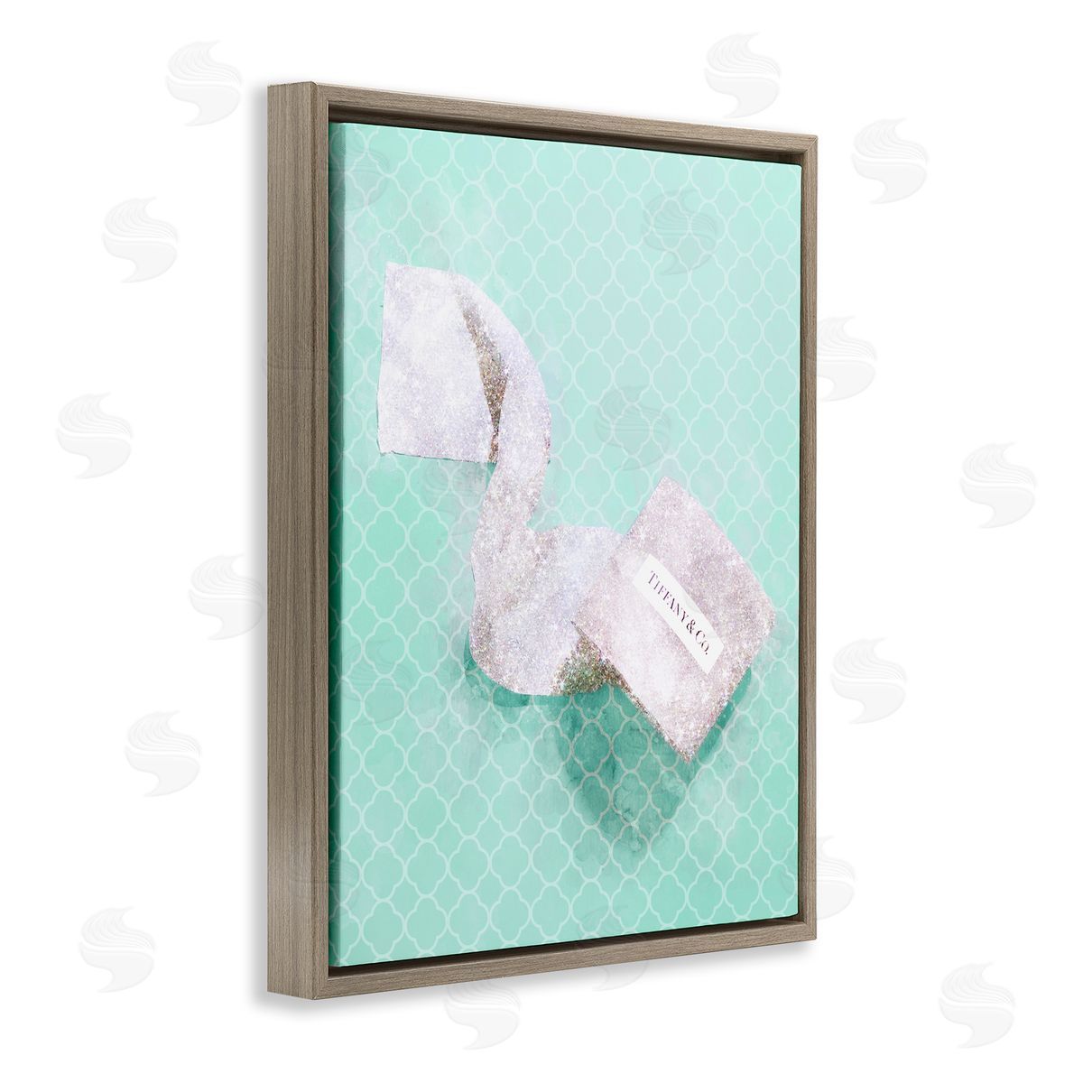 Fashion Toilet Paper over Turquoise Brown Floating Frame Canvas Wall Art, Home Decor by Ziwei Li