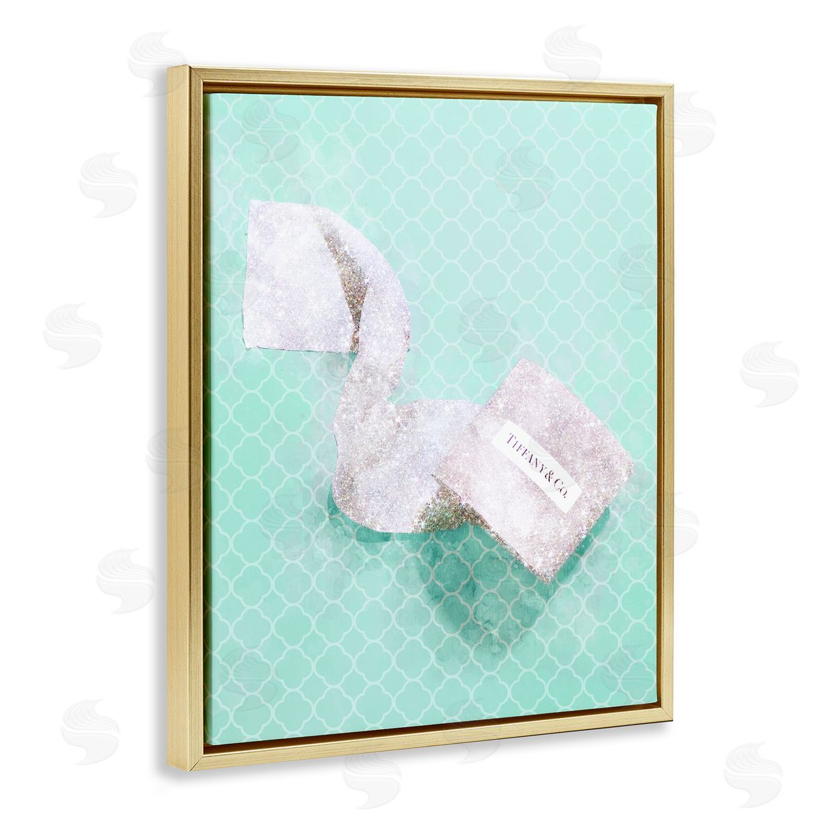 Fashion Toilet Paper over Turquoise Gold Floating Frame Canvas Wall Art, Home Decor by Ziwei Li