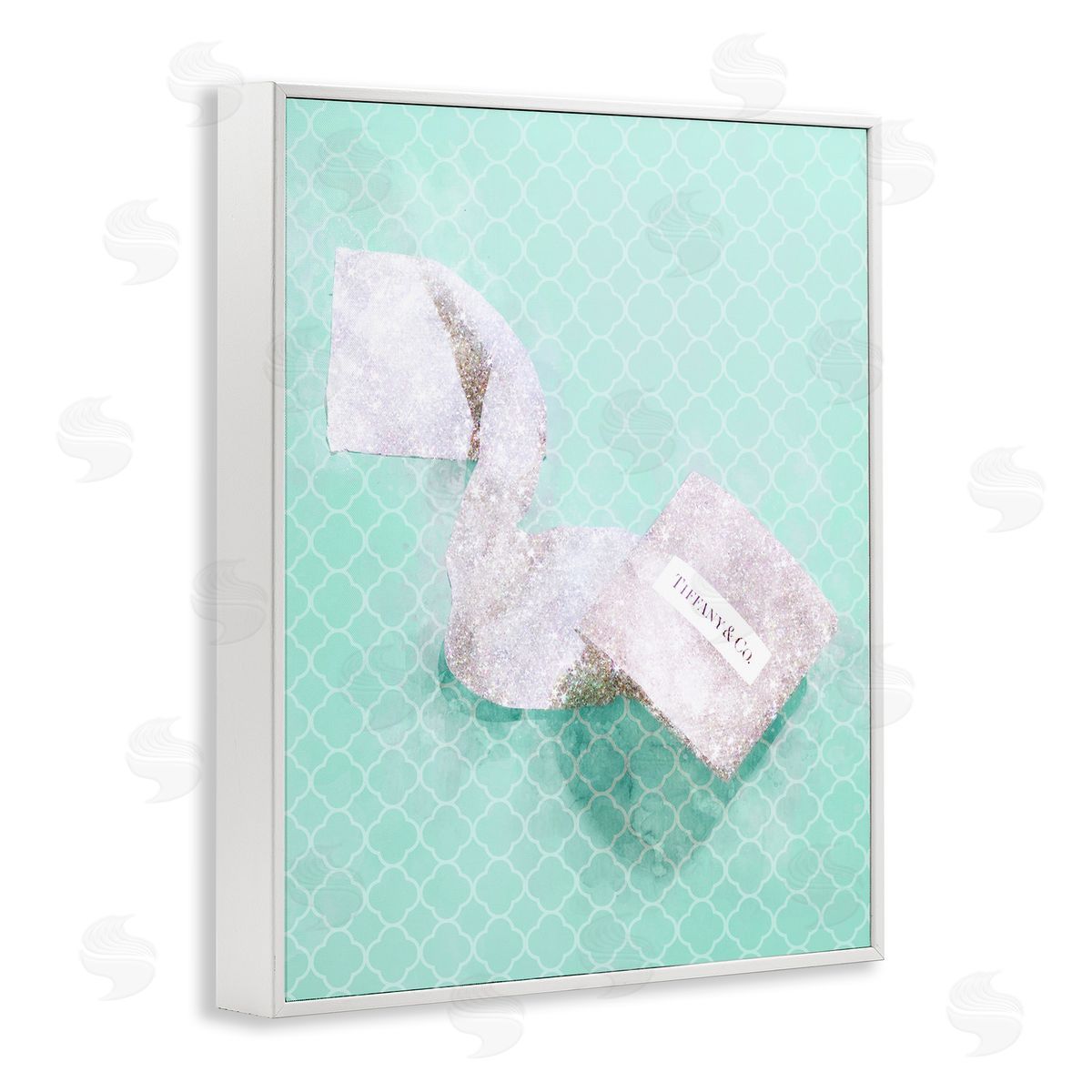 Fashion Toilet Paper over Turquoise White Frame Print Wall Art, Home Decor by Ziwei Li