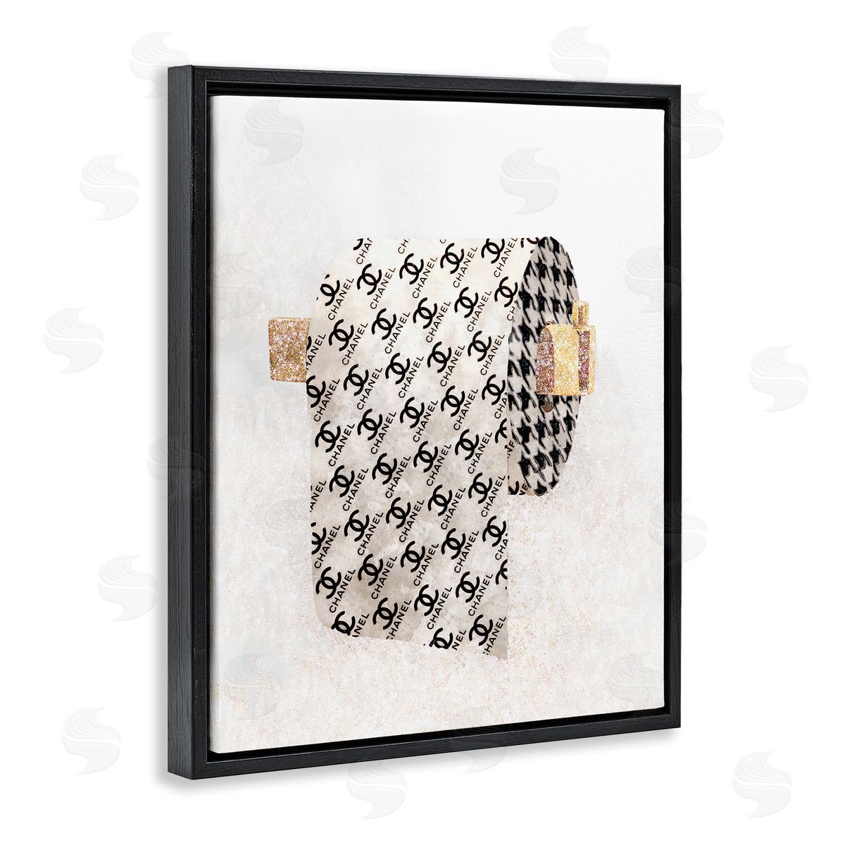 Glam Pattern Toilet Paper Black Floating Frame Canvas Wall Art, Home Decor by Ziwei Li
