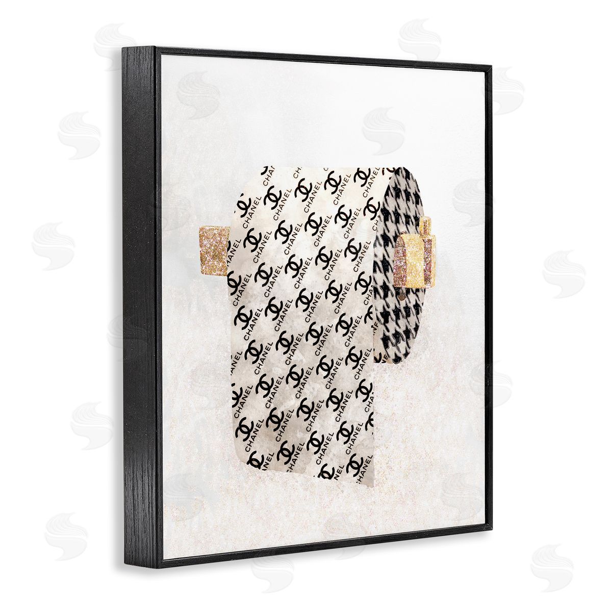 Glam Pattern Toilet Paper Black Frame Print Wall Art, Home Decor by Ziwei Li