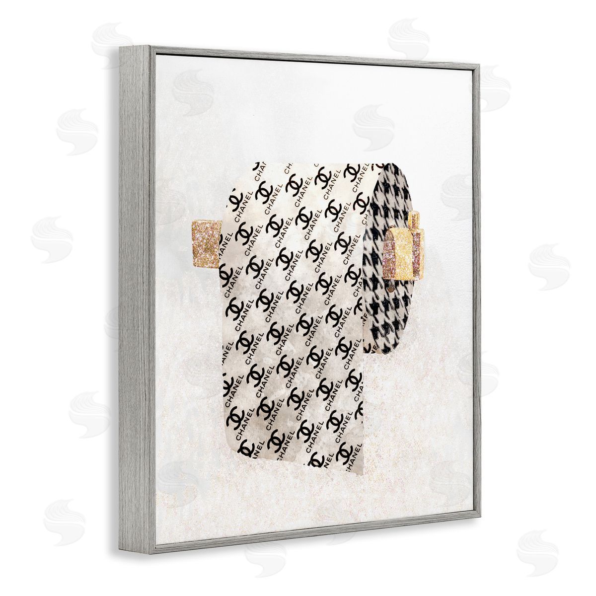 Glam Pattern Toilet Paper Grey Frame Print Wall Art, Home Decor by Ziwei Li