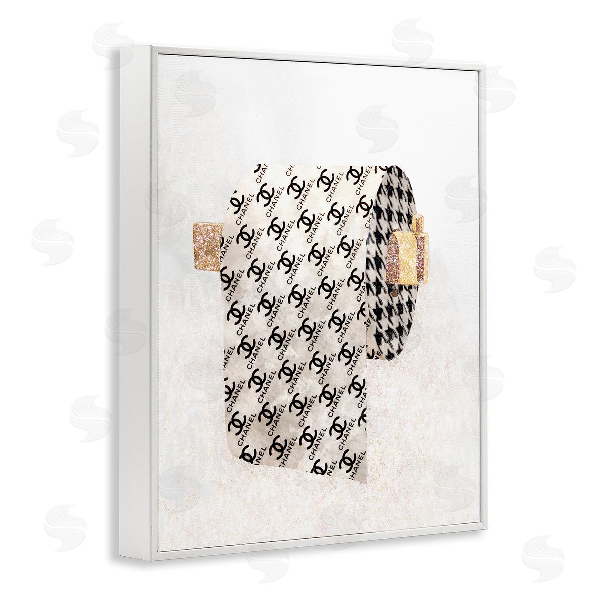Glam Pattern Toilet Paper White Frame Print Wall Art, Home Decor by Ziwei Li
