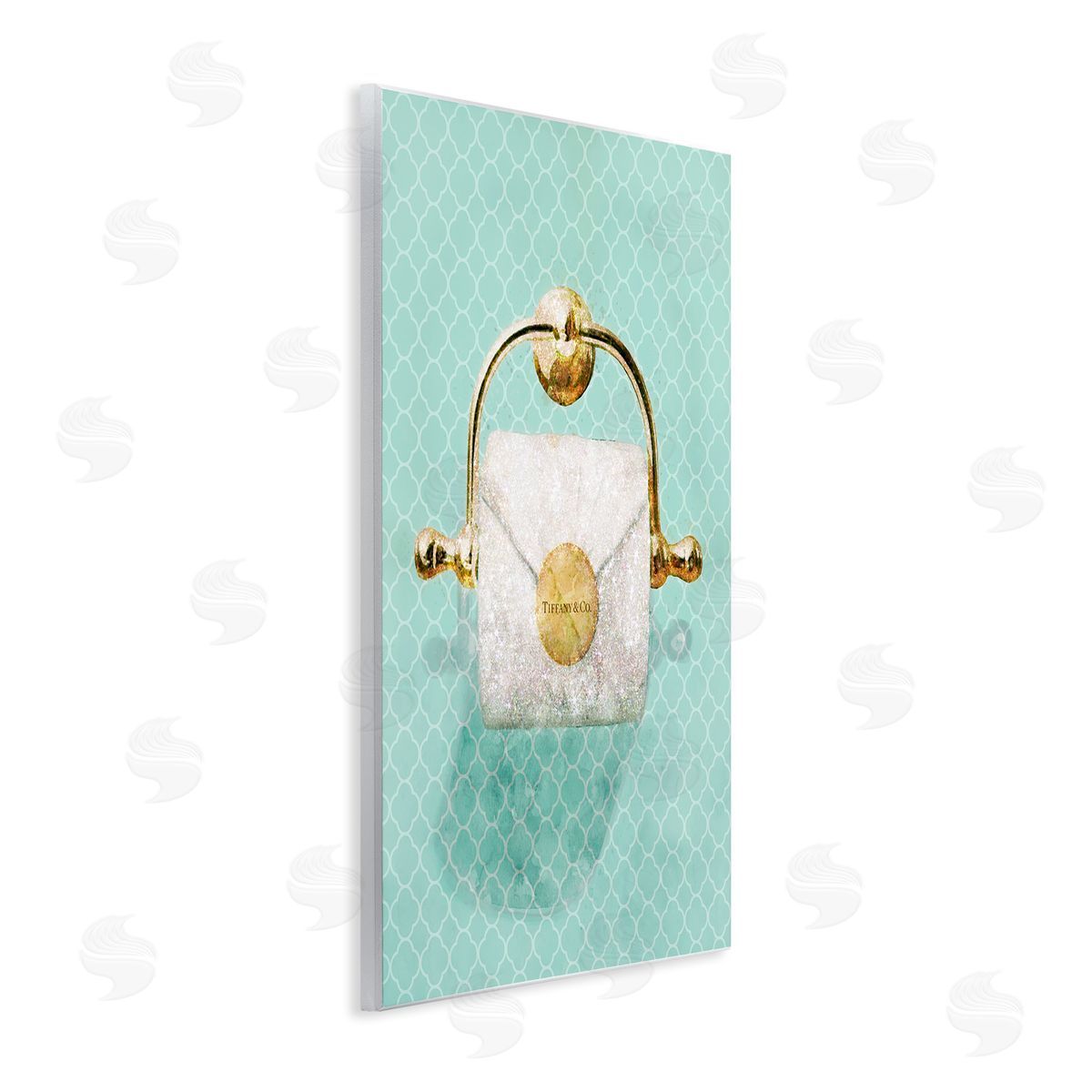 Fashion Toilet Paper Role Turquoise Wood Plaque Wall Art, Home Decor by Ziwei Li