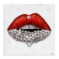 Ziwei Li | Red Glam Lips with Gemstones