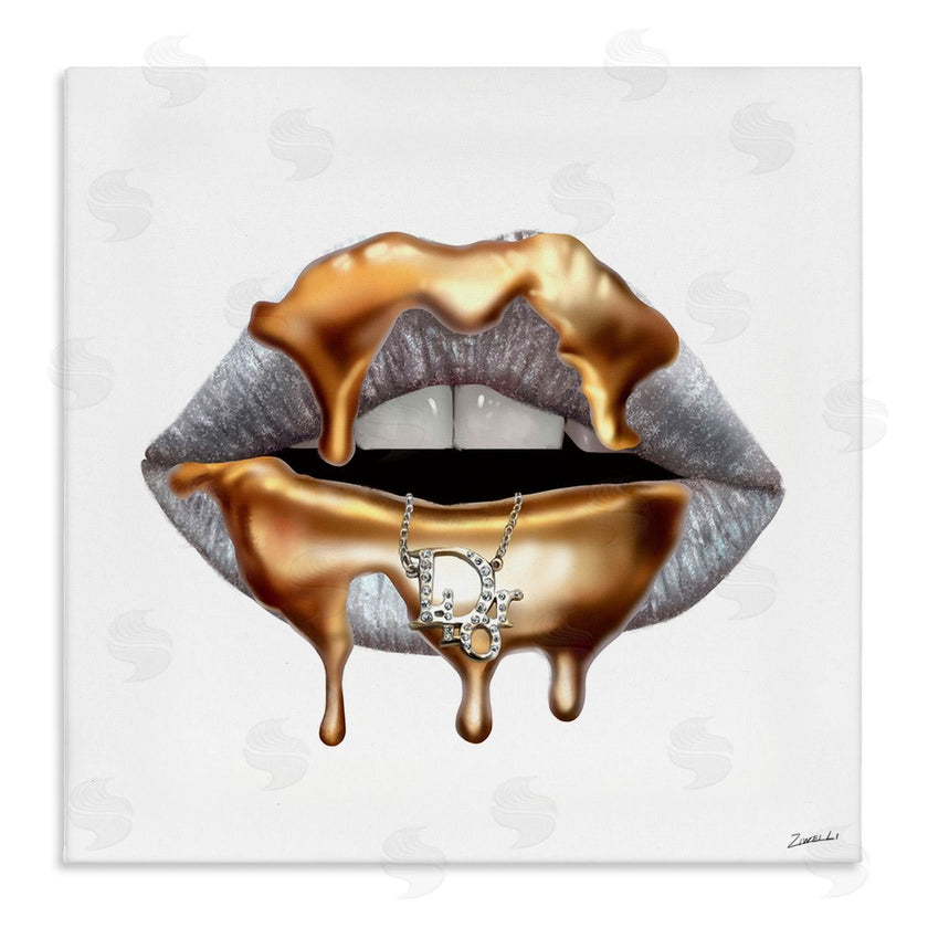 Ziwei Li | Fashion Grey Lip with Gold Drip