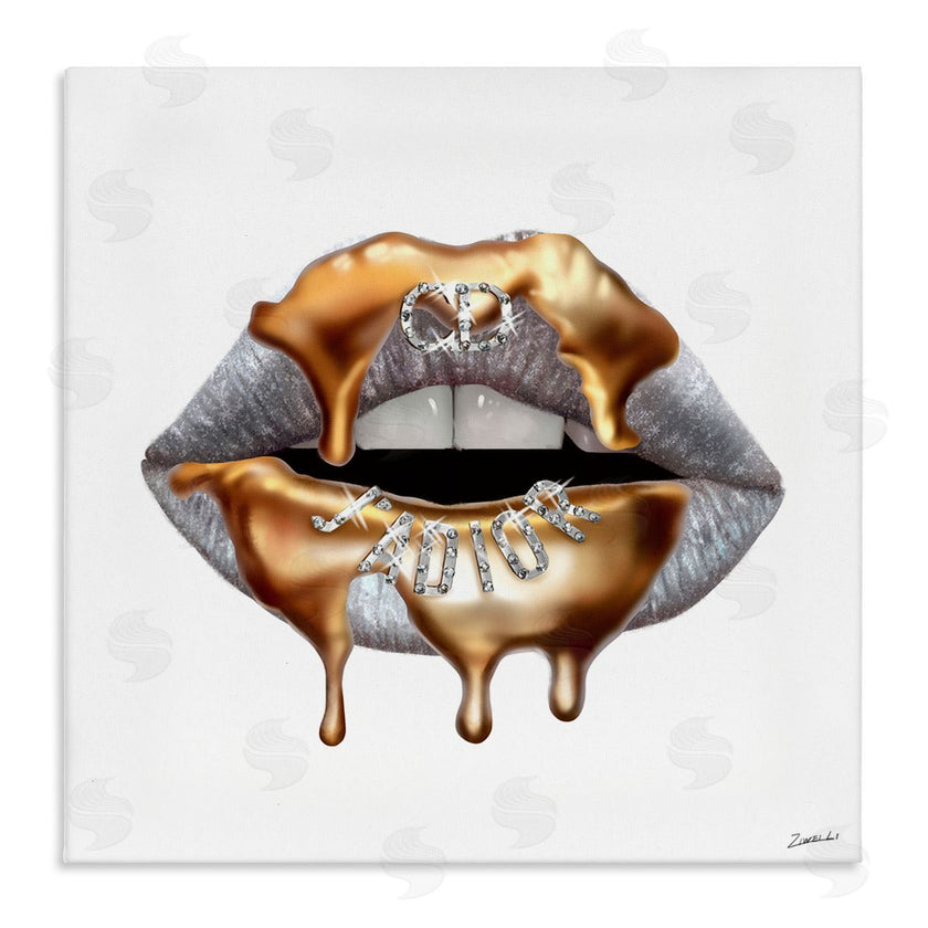 Ziwei Li | Grey Lip Gold Drip Fashion