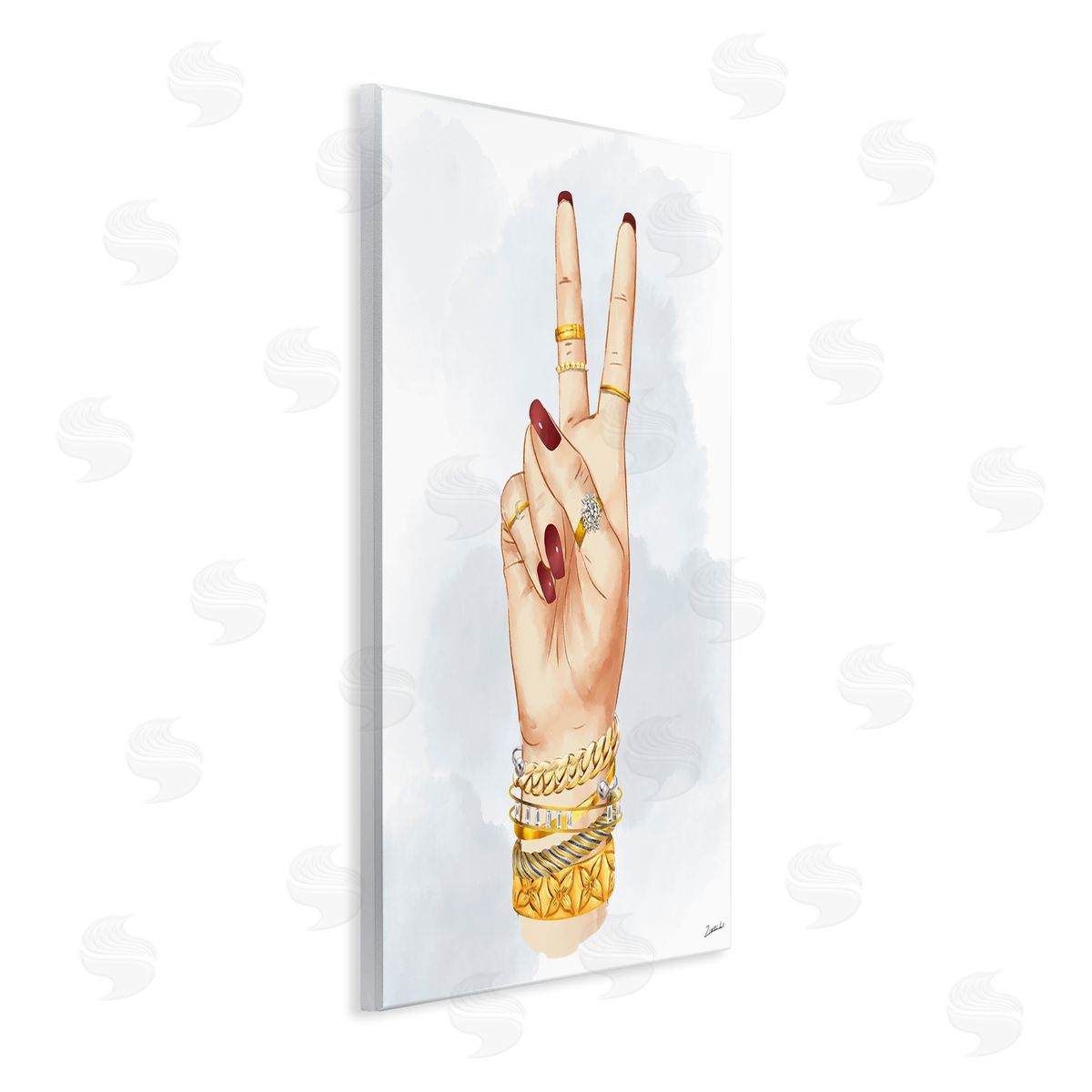 Fashion Peace Hand Sign Wood Plaque Wall Art, Home Decor by Ziwei Li